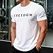 Freedom Crew Neck Merch Tee Unisex Casual Short Sleeve Letter Print Graphic T-Shirt Tops White