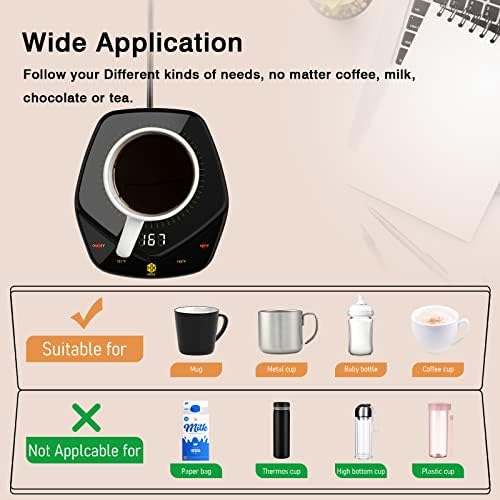 Mug Warmer Cup Warmer for Desk Coffee Warmer with 3 Adjustable Temperature Setting, 25 watt Electric Beverage Warmer With 3 Temperature 131 149 to 167 for Coffee Tea Water Milk