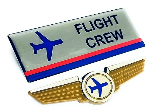 Airlines Flight Attendant or Crew Badges with Pilot Wings Pin