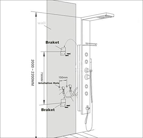 Light Shower Panel Waterfall Rain Shower Faucet Set SPA Massage Jet Bath Shower Column Shower Mixer Tap Tower,Brushed Nickle 8004,Black 8007 miniatura 2