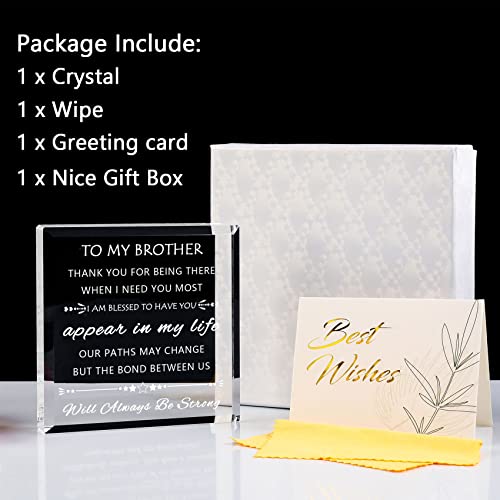 Movdyka Gifts For Brother Crystal Sign - To My Brother Birthday Gifts Ideas From Sister Or Brother Unique - Laser Engraved Best Gifts For Brother Adult On Graduation Wedding Christmas - 3.9X3.9In #TOP4