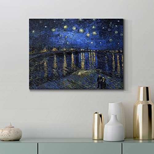 Wexford Home Decor Landscape Canvas Wall Art Abstract Floral Painting Modern Pictures Artwork Decoration For Living Room Kitchen Bathroom Office, Ready To Hang, Starry Night Over Rhone, 8X12 #TOP5
