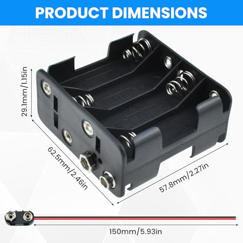 SDTC Tech 2-Set 8X 1.5V AA Battery Holder and I Type Snap Connector Kit 12 Volt Thicken Plastic Battery Case Box - Thumbnail 2