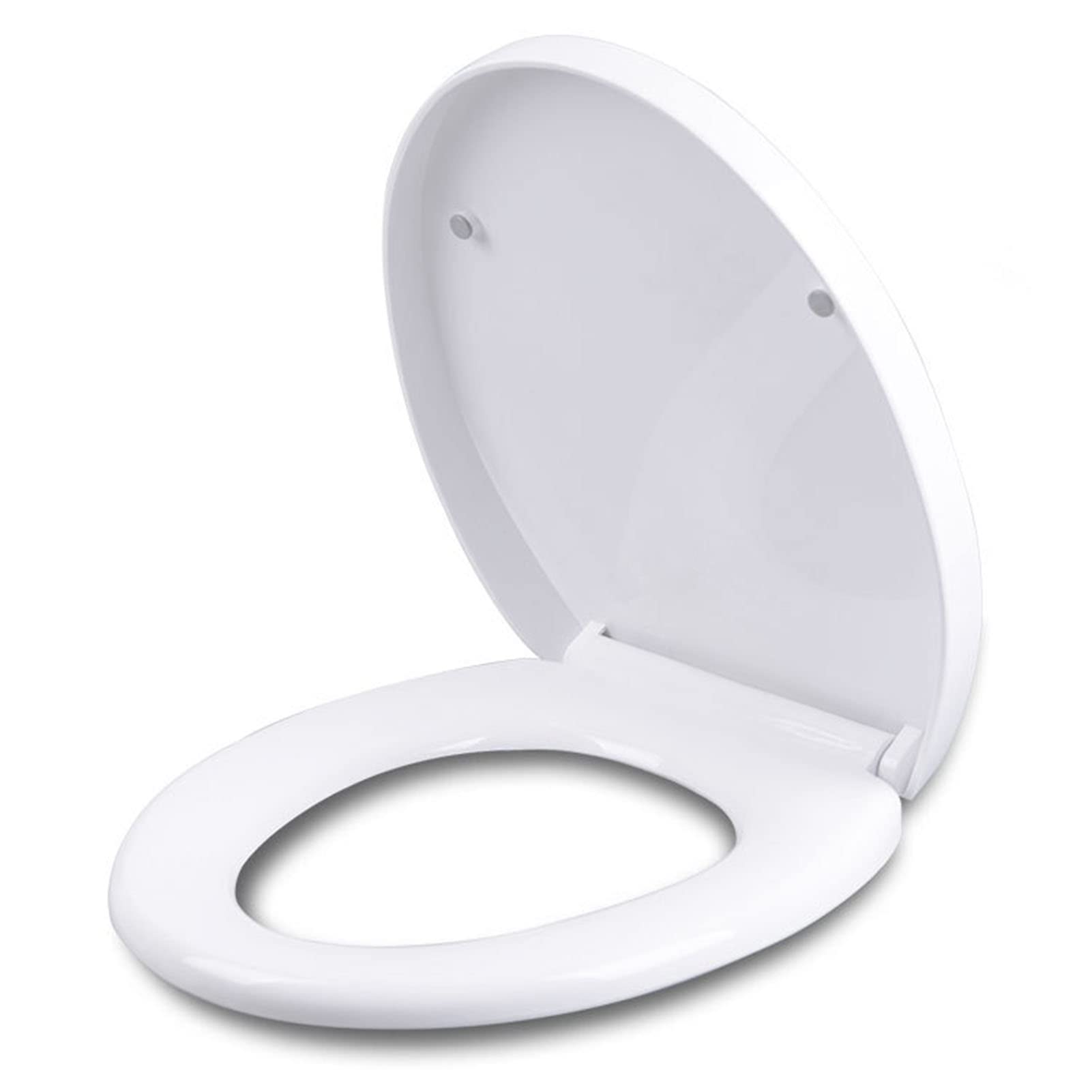 Quiet-Close Elongated Toilet Seat, Grip-Tight Bumpers, Quick- Release H Durable Plastic White, Adjustable, Lightweight, Portable, User-Friendly, Compact, Anti, Slip