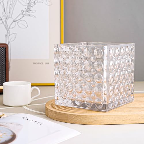 Diamond Star GZ74108 Crystal Square Glass Vases Clear Flower Cube Vase Bud Planter Terrarium thumb #5