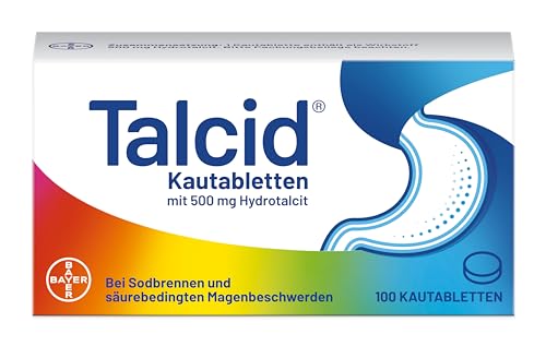 Talcid Kautabletten | Sodbrennen und saures Aufstoßen | schützt Magen und Speiseröhre | Nr. 1 meistverkauftes Mittel gegen Sodbrennen | 100 Stück