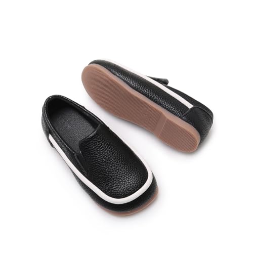 Image of SOFMUO Toddler Boys Girls Loafers Slip On Little Kids Oxford Dress Flats Casual Boat Shoes School Uniform Moccasin Daily Walking Shoes
