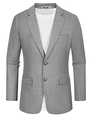 Mens Slim Fit Sport Coat Casual Blazer 2 Button Business Notch Lapel Collar Suit Jacket For Work Grey Xxl #TOP6