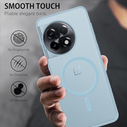 Image of amazon basics Luxury Paper Thin Case Cover for OnePlus 11R 5G | Matte Finish | Compatible with magsafe | (Blue, OnePlus 11R 5G)