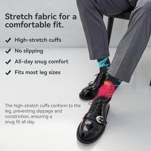 Image of Novelty Crew Socks for Unisex Wild Side with These Eye-Popping Prints 3 Pairs One Size
