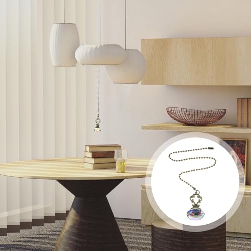 Image of Veemoon Ceiling Fan Pull Cord Vintage Ceiling Fan Pull Chain Crystal Extension Zipper Decorative Extension Switch Lamp Chain for Light Desk Lamp
