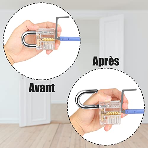 Diyife 37 Stück Lockpicking Set, [Schwierigkeit Upgrade] Dietrich Set mit 4 Transparente Schlösser und 4 Schwarze Verschlusshülsen, Handbuch für Anfänger und Professionelle Schlosser - Blau