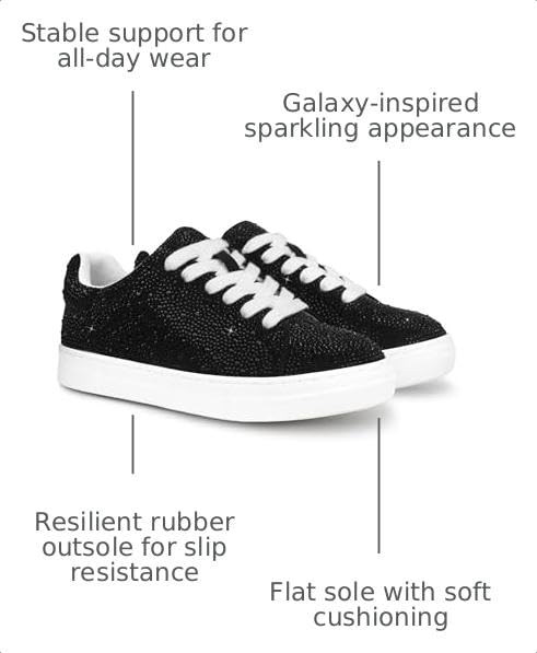 Image of PARTY Women's Dressy Fashion Star Sneakers Lace-Up Low Top Comfortable Cushioned Walking Shoes