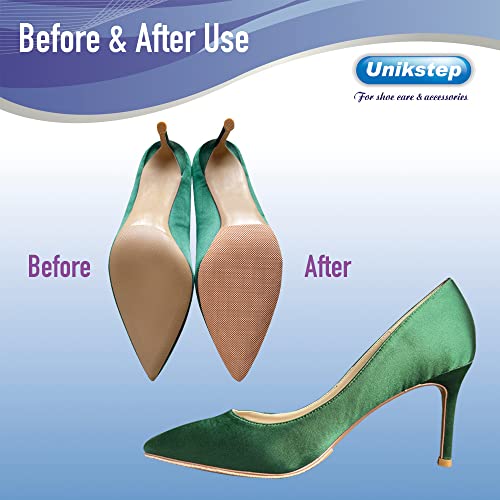 Image of UNIKSTEP 4 Pieces Shoe Sole Protectors, Shoe Bottom and Heel Anti Slip Grip Pads, Self Adhesive Non Skid Noise Reduction Sticker (Khaki)