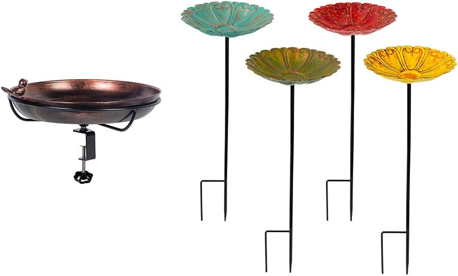 DREAMSOUL Deck Mounted Bird Bath + Flower Bird Bath