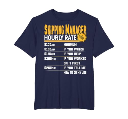 Shipping Manager Hourly Rate - Funny Shipping Director T-Shirt, Men's Big and Tall, Navy Blue, 5X Tall