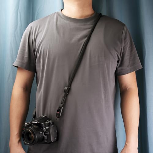 VKO Kameragurt Kamera Schultergurt mit Schnellverschluss-System Tragegurt für SLR DSLR digitale oder spiegellose Kamera (Schwarz