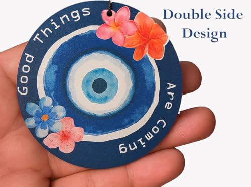 Image of Paradigm Pictures inchGood Things are Coming Evil Eye Wind Chime | Positive Energy Home Decor Hanging | 7 Metal Bells for Balcony, Garden & Diwali Gift inch
