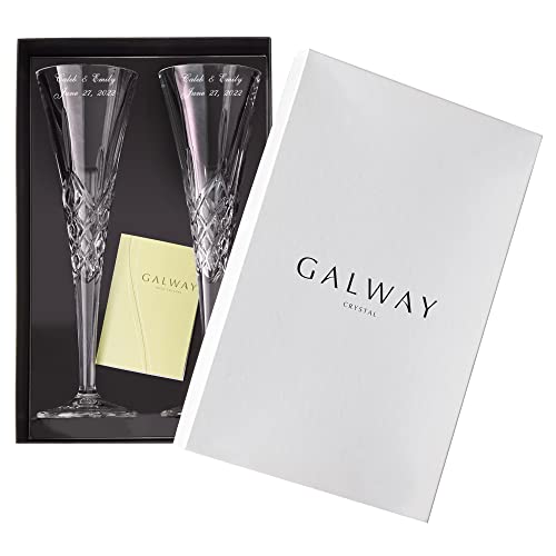 Let's Make Memories Personalized Galway European Crystal Wedding Toasting Flutes - Newlywed #TOP5