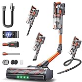 Fieety Cordless Vacuum Cleaner, 600W 50KPA Stick Vacuum with Touch Screen Auto-mode, 65 Mins Lightweight Home Vacuum with 180° Foldable Wand &1M Hose, Wall-Charging, Aroma, for Hard Floor Carpet Hair