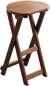 Foldable Beech Wood Stool, Household Small Stool, Dining Table and Chair, Bar Stool, 43/62Cm Two Heights,Brown,62cm