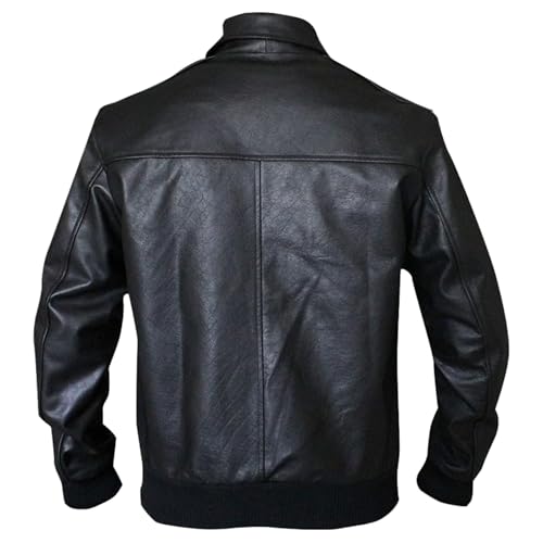 Mens Happy Days Arthur Fonzie Black & Brown Bomber Biker Faux Leather Jacket2