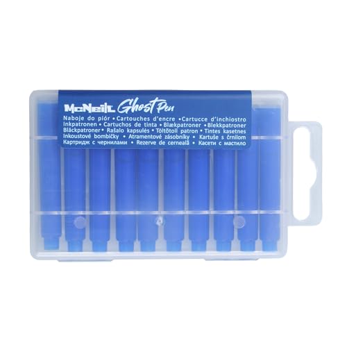 McNeill - Ghost Pen Tintenpatronen – thermisch radierbare Tinte für Ghost Pen Füllhalter | Ersatzpatronen in verschiedenen Farben | Sauberes Schreiben & rückstandsfreies Radieren (blau)