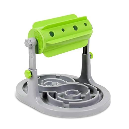 Ito Rocky Interactive Dog & Cat Food Puzzle Toy - Treat Boredom Dispensing Slow Feeder - Anxiety IQ Training in Smart Feeding and Adjustable Height for Small/Medium Dogs