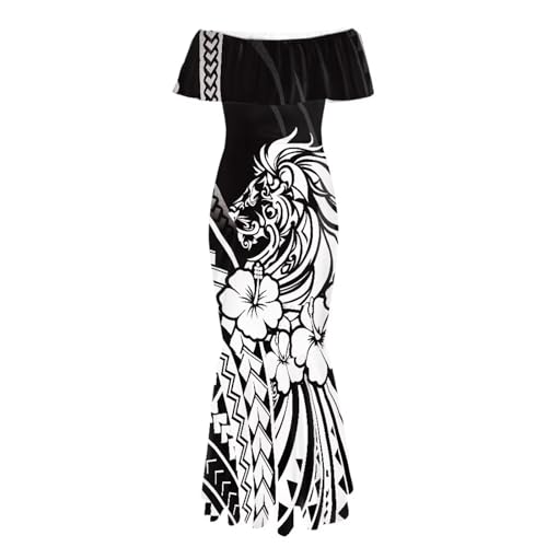 Image of Polynesian for Women S-7XL Off Shoulder Maxi Dress Hawaiian Summer Dresses