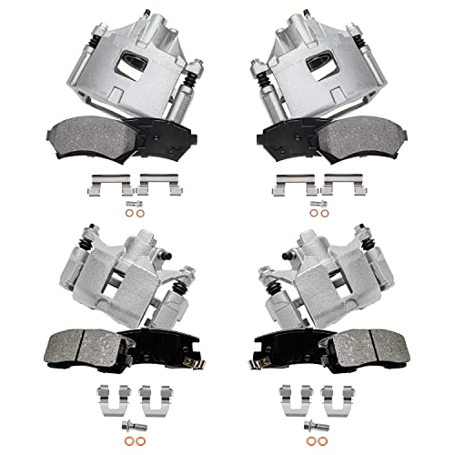 Image of Detroit Axle - Front & Rear Disc Calipers + Brake Pads Replacement for 2000-2005 Chevrolet Impala 2000-2004 Monte Carlo 1998 Oldsmobile Intrigue - 8pc Set
