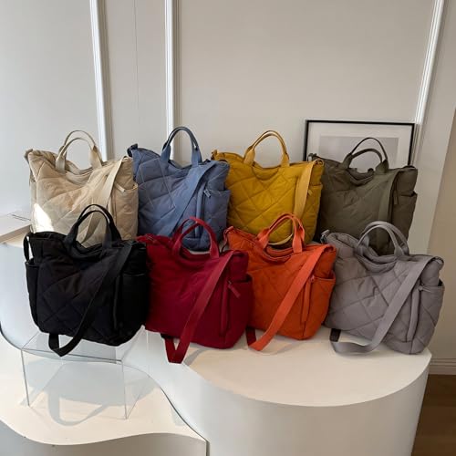 Bolso Tote Acolchado Puffy, Estilo Amplificado, Gris miniatura 3
