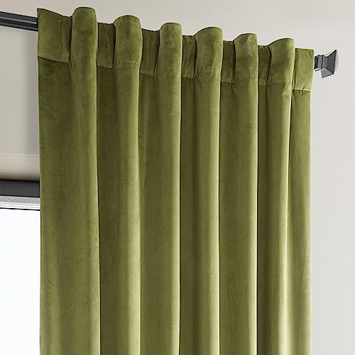 Hpd Half Price Drapes Vpyc-161224-96 Plush Velvet Curtain (1 Panel), 50 X 96, Retro Green #TOP6