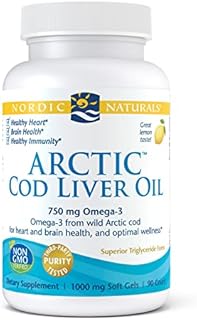 Nordic Naturals Arctic Cod Liver Oil, Lemon - 90 Soft Gels - 750 mg Total Omega-3s with EPA & DHA - Heart & Brain Health, Healthy Immunity, Overall Wellness - Non-GMO - 30 Servings