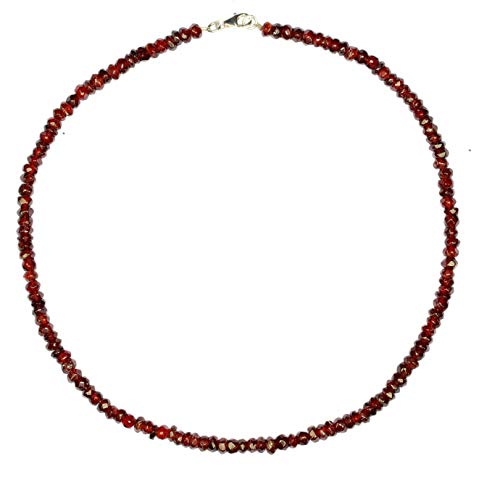schoener-mineralienschmuck / Edelsteinschmuck Granat-Rhodolith Kette, Damen, Silber, Halskette, 10459525031, Granat, 925er Sterling-Silber, ca. 4 mm, facettiert, Rot, ca. 45 cm