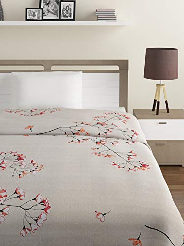 Image of Swayam Ananda-Premium 100% Cotton 200 TC,Microfiber Fill 150 GSM -Floral Pattern-Single Comforter, Beige, Red