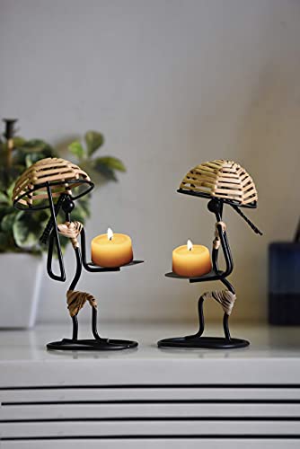 Cmei Handcrafted Cane And Metal Candle Holders, Unique Tealight Candle Holder Set Of 2 - Great Enhancement To Your Home Decor #TOP6