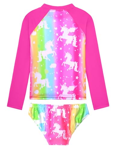 Image of Girls Rash Guard Swimsuit Two Pieces Adorable Swimswear Quick Dry Bathing Suit Long Sleeve