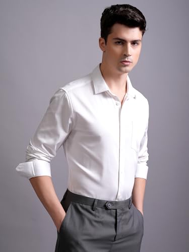 Image of Highlander Men's Slim Fit Formal Shirt | Solid Formal Shirt for Men | Comfortable Fabric | Stylish Design for Everyday Use & Office Wear