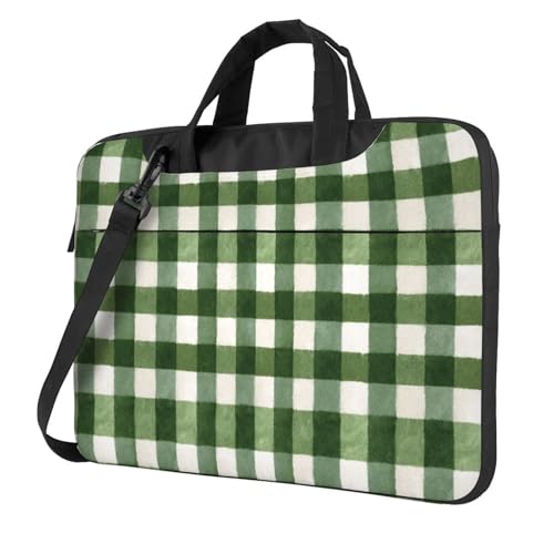 Housse ordinateur 15.6 pouces damier vert et blanc pochette rembourrée sacoche portable