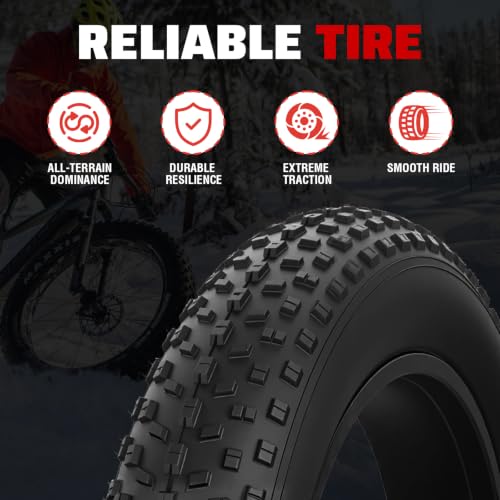 MEGHNA Fat Bike Tire 16 x 4.0 inch Electric Bike Tire Fat Heavy Duty High Traction Replacement All-Terrain for Fat Bike E-Bike (Black - 2 Tires 2 Inner Tubes, 16 x 4.0 inch) by MEGHNA - Image 4
