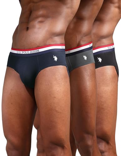 Image of U.S. Polo ASSN. Mens EB002 Anti Microbial Signature Cotton Stretch Underwear Brief -Pack of 3