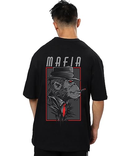 Image of fanideaz Mens Oversized Printed Half Sleeve Branded Cotton T-Shirt for Mens || Back Printed t Shirts for Men || Oversized t Shirts for Men