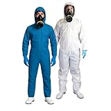 Xtreme SMS Overall Einweg Schutzanzug Blau Größe S mit elastischen Arm-Bündchen PSA Kat. 3 Typ 5/6 atmungsaktiv antistatisch ideal für Handwerk Werkstatt Montage Reinigung Lackiervorbereitung DIY