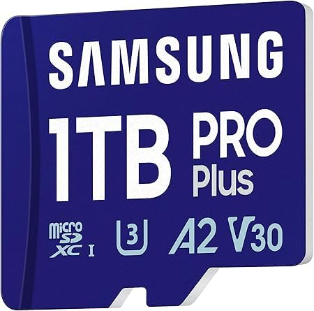 Samsung Pro Plus (2023) Carte microSD + Adaptateur SD, 1 to, UHS-I U3, Full HD et 4K UHD, Lecture 180 Mo/s, écriture 130 Mo/s, pour Smartphone, caméra d'action, Console Portable, MB-MD1T0SA/EU