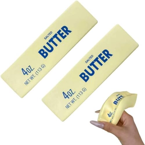 Slow Rebound Cute Butter Squeeze Stress Balls, 2026 New Squeeze Ball Realistic Butter Stick Soft Squeeze Toys, Upgrade Stress Relief Fidget Toys Wet Slow Rebound Stress Relief Toy (2Pcs)