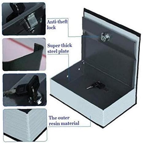 Home Book Safe Home Dictionary Metal Safe Lock Box with Combination Lock Creative Gift Black