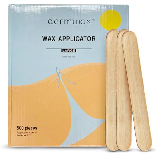 Dermwax Large Wax Applicator – Durable, Premium Birchwood Wax Sticks for Smooth, Even Application – Hygienic, Disposable Waxing Sticks for Professional or Personal Use – 6" x 3/4", Box of 500