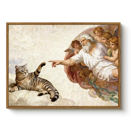 Framed Vintage Wall Art, Christian Michelangelo Parody Prints, 12 x 16 In