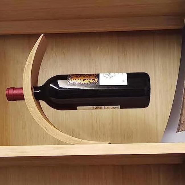 Single Wine Bottle Holder, Natural Bamboo Personalized Wine Rack,Self Balancing Display Wine Rack On Tabletop, Cabinet Etc