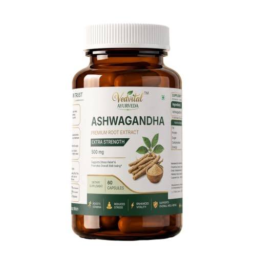 Image of Ashwagandha Root Extract Capsules | Withania Somnifera Root Extract | Herbal Supplement | Supports Strength, Stamina, Energy, Sleep & Overall Vitality - Pack of 1(60 Capsules)